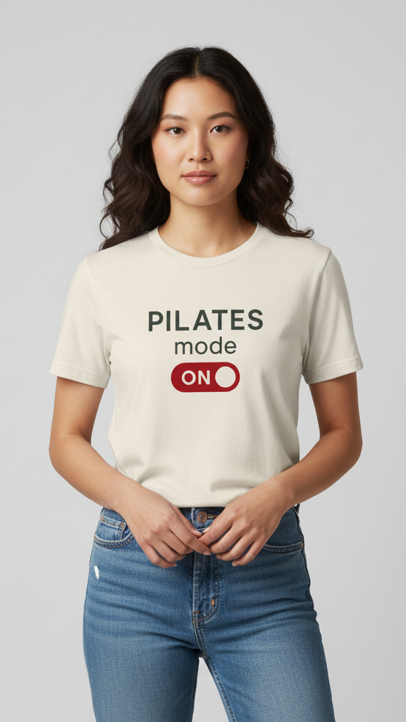 "Pilates Mode On Bold" Power On Graphic T-shirt