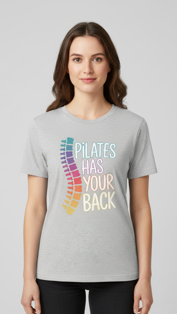 "Pilates Has Your Back" Pastel Spine T-shirt