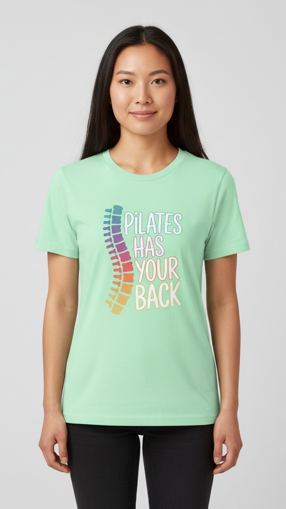 "Pilates Has Your Back" Pastel Spine T-shirt