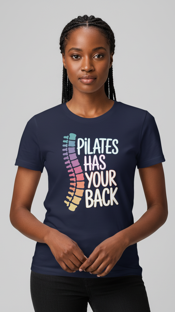 "Pilates Has Your Back" Pastel Spine T-shirt