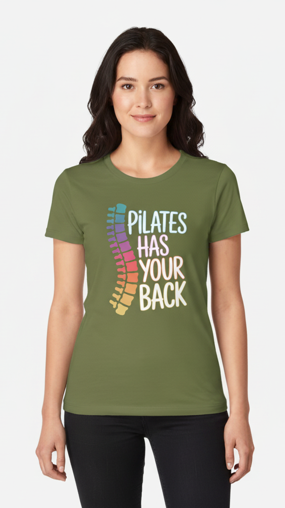 "Pilates Has Your Back" Pastel Spine T-shirt