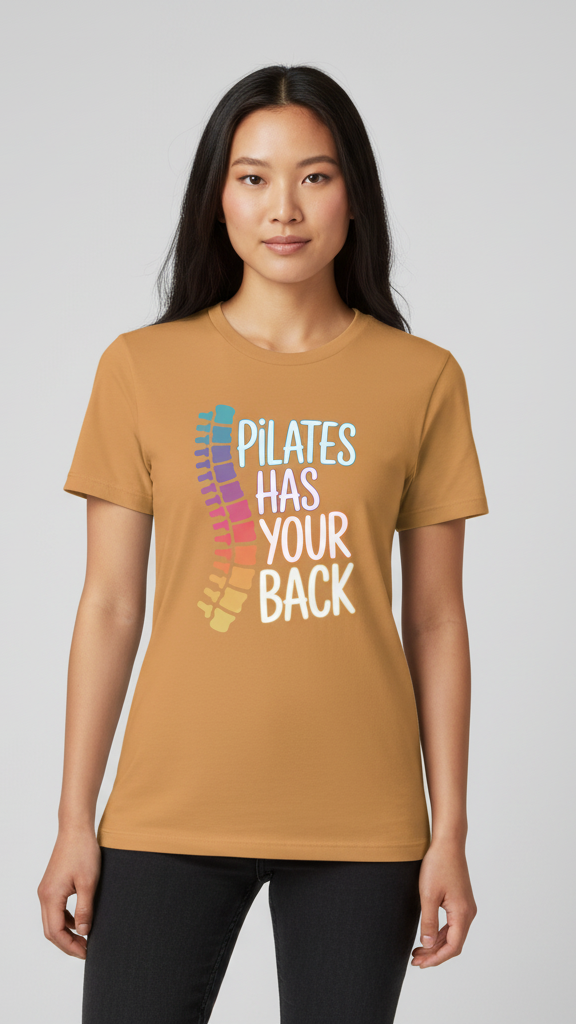 "Pilates Has Your Back" Pastel Spine T-shirt