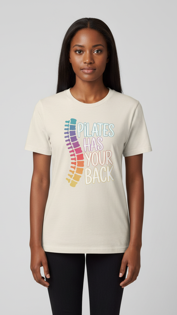 "Pilates Has Your Back" Pastel Spine T-shirt