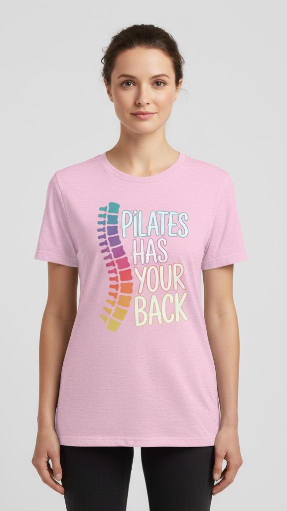 "Pilates Has Your Back" Pastel Spine T-shirt