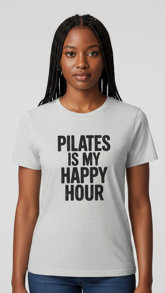 "Pilates Is My Happy Hour" Statement T-shirt