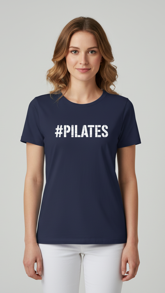 "#Pilates" Distressed Stencil T-shirt