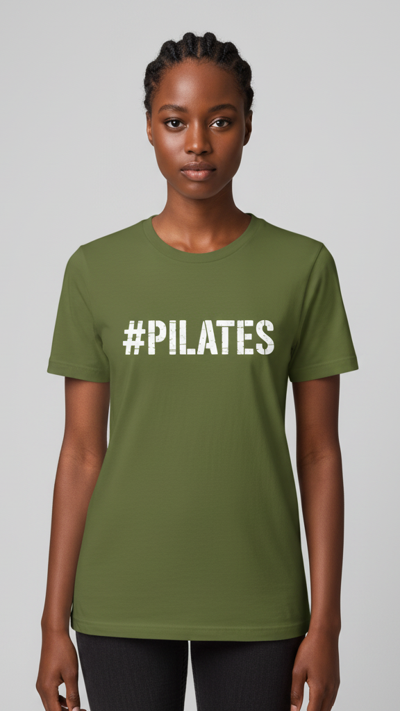 "#Pilates" Distressed Stencil T-shirt