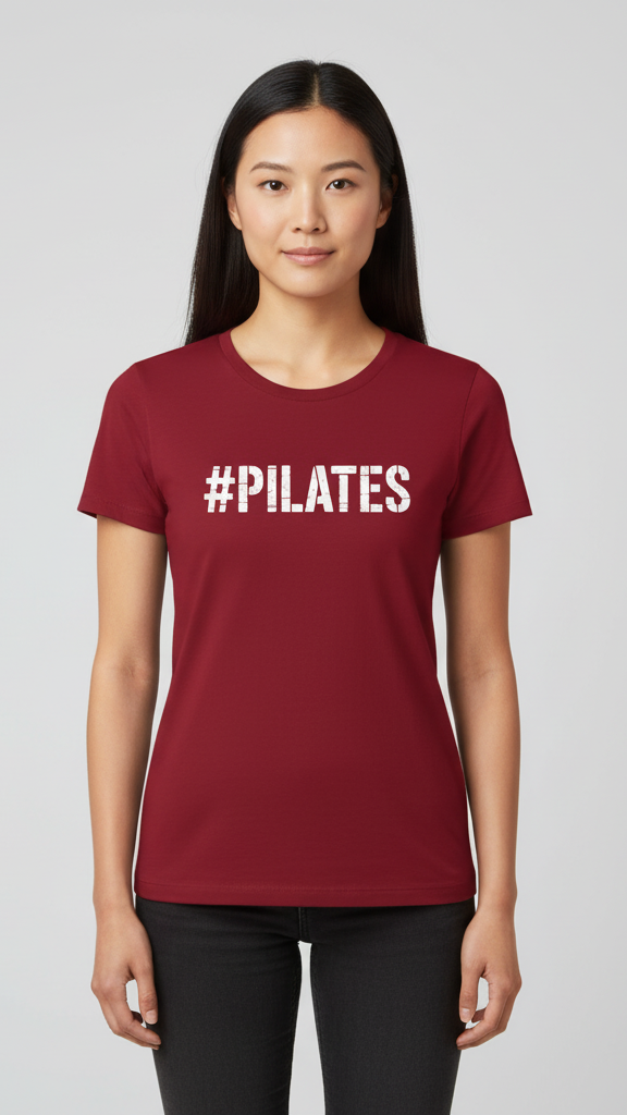"#Pilates" Distressed Stencil T-shirt