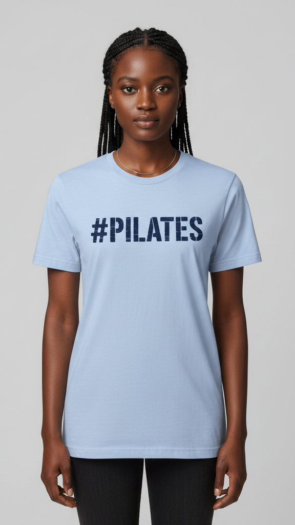 "#Pilates" Distressed Stencil T-shirt