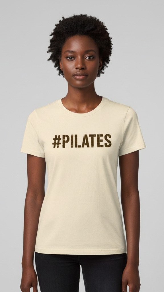 "#Pilates" Distressed Stencil T-shirt