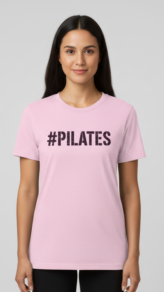 "#Pilates" Distressed Stencil T-shirt