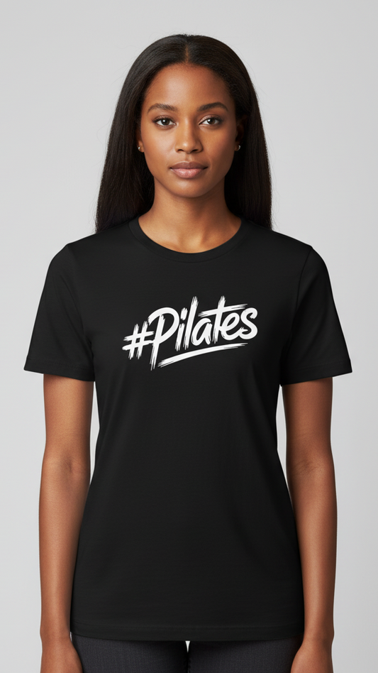 "#Pilates" Distressed Brushstroke T-shirt