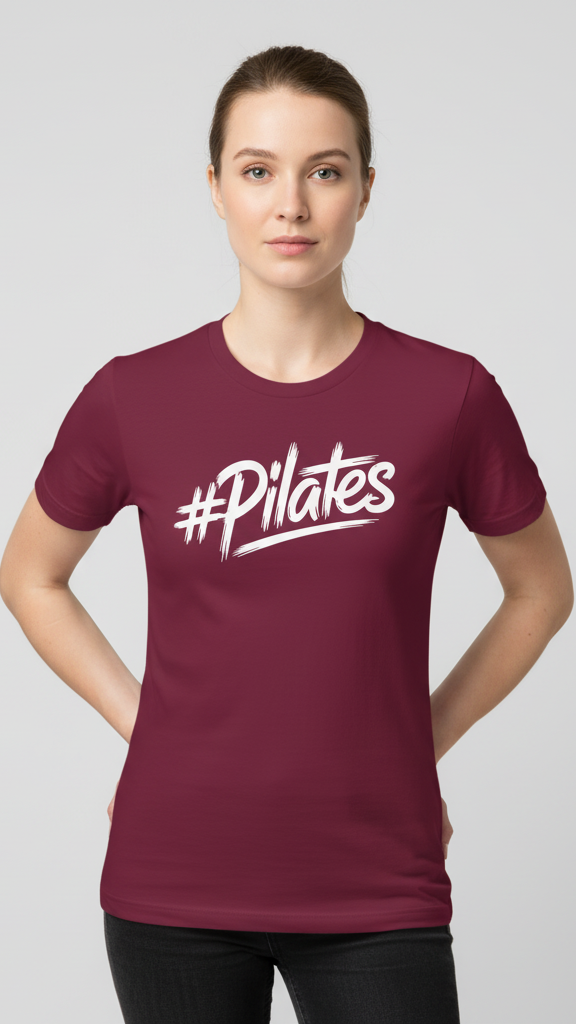 "#Pilates" Distressed Brushstroke T-shirt