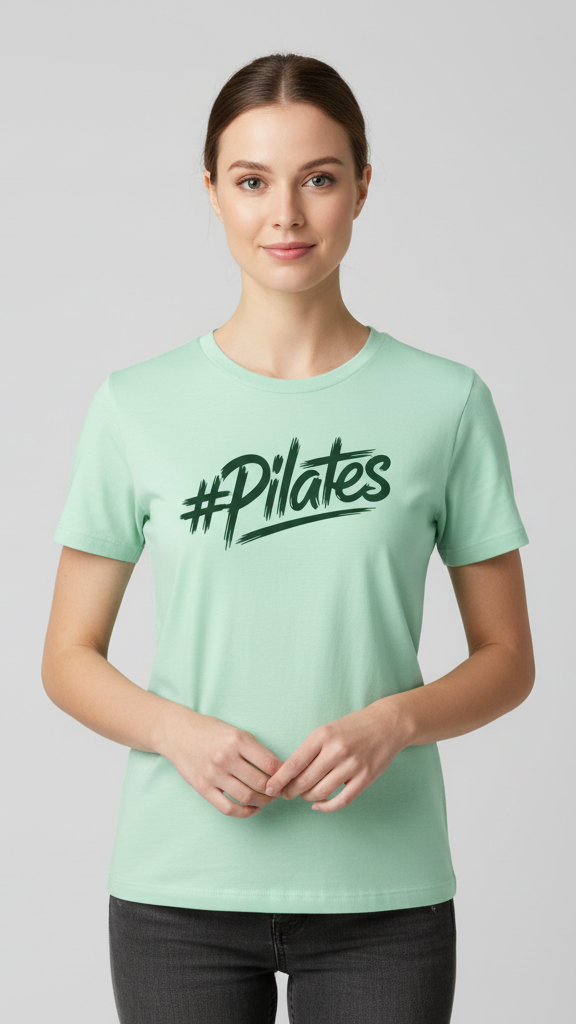 "#Pilates" Distressed Brushstroke T-shirt