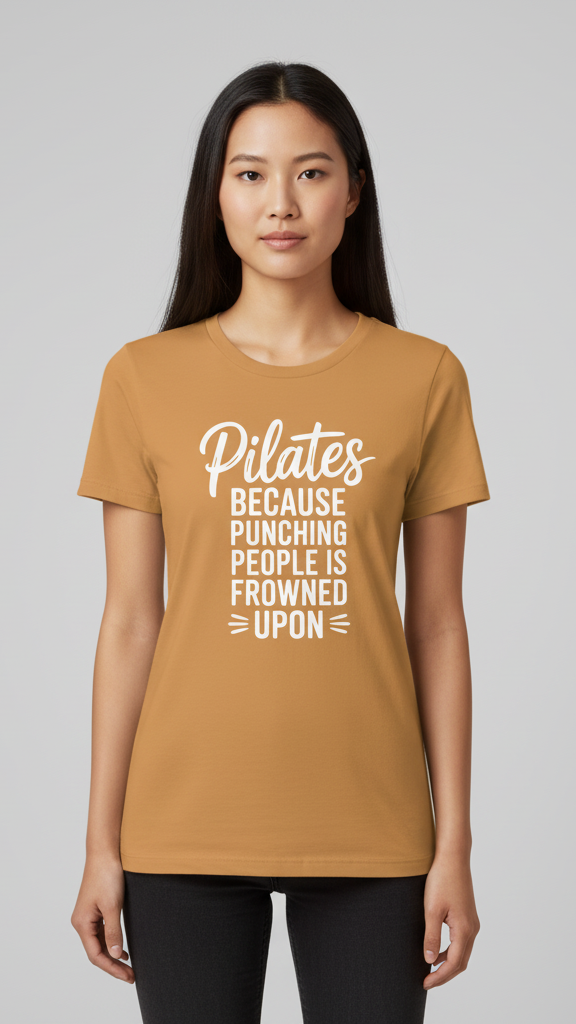"Pilates Because Punching People Is Frowned" T-shirt