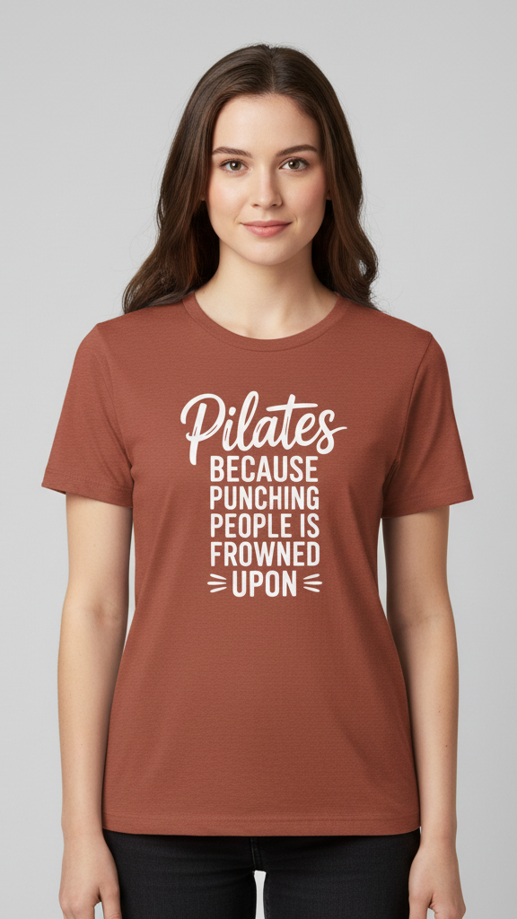 "Pilates Because Punching People Is Frowned" T-shirt