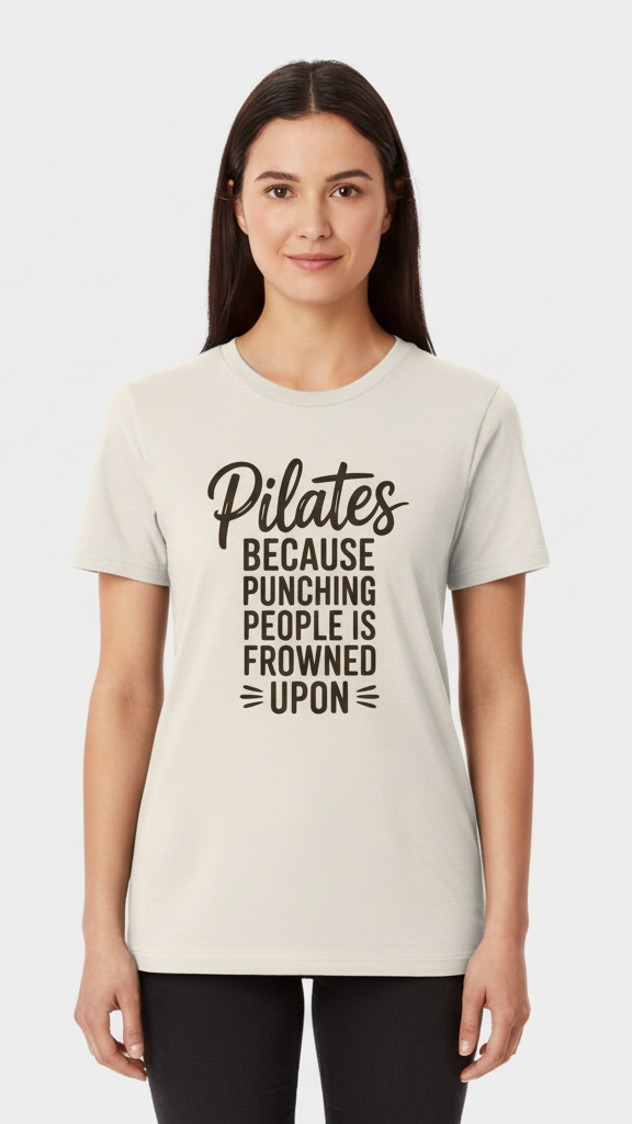 "Pilates Because Punching People Is Frowned" T-shirt
