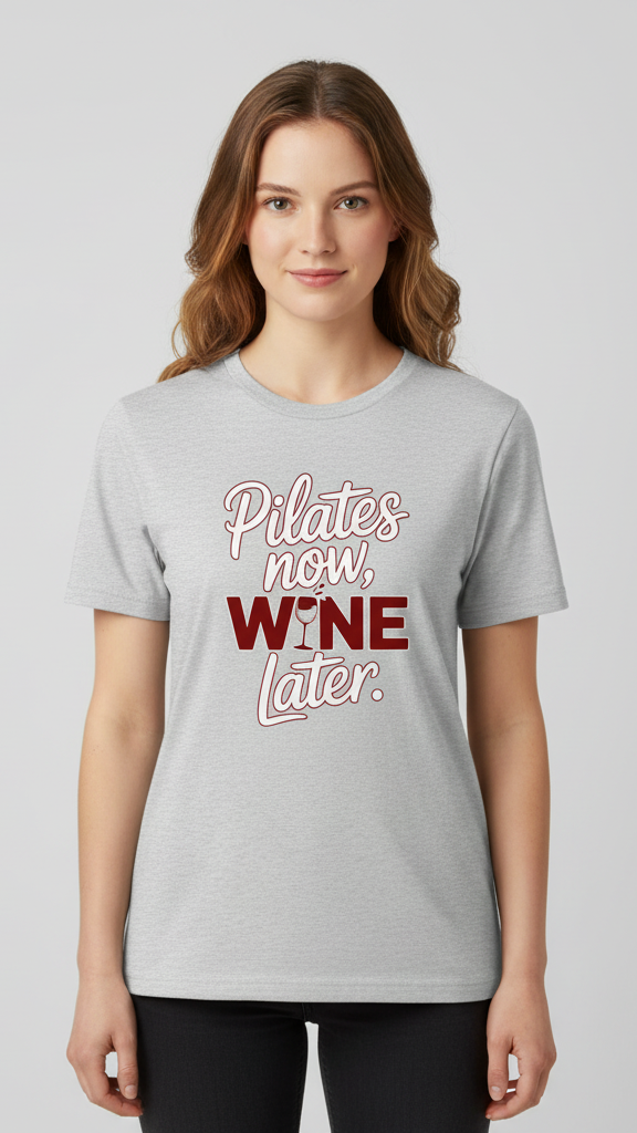 "Pilates Now, Wine Later." T-shirt