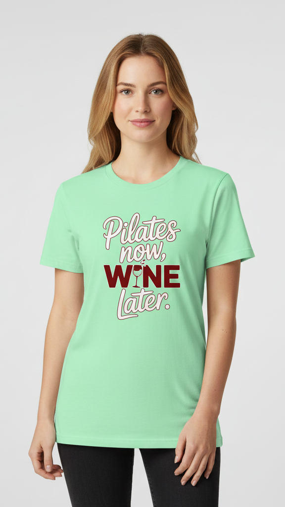 "Pilates Now, Wine Later." T-shirt