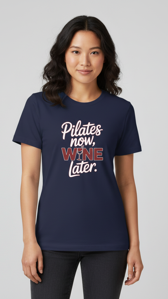 "Pilates Now, Wine Later." T-shirt