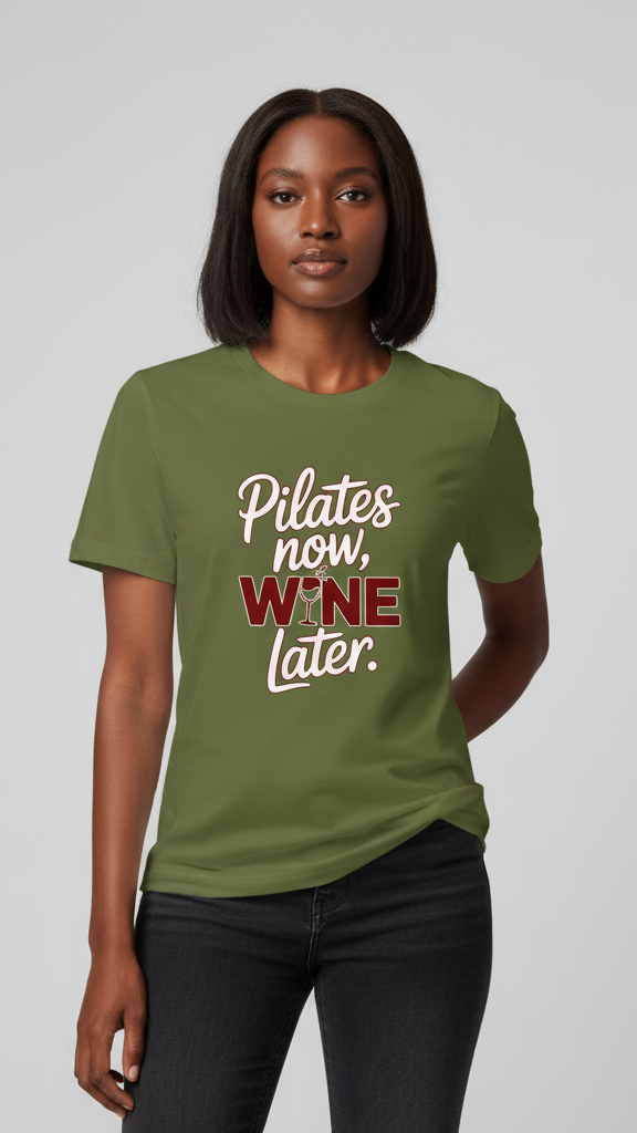 "Pilates Now, Wine Later." T-shirt