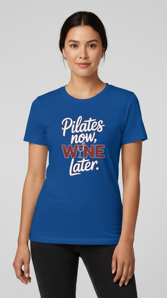 "Pilates Now, Wine Later." T-shirt