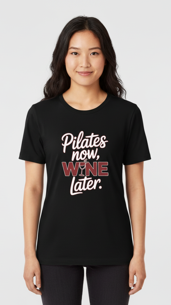 "Pilates Now, Wine Later." T-shirt