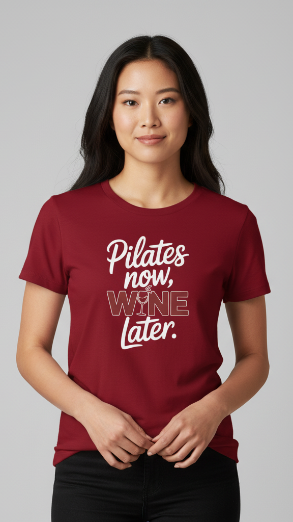 "Pilates Now, Wine Later." T-shirt