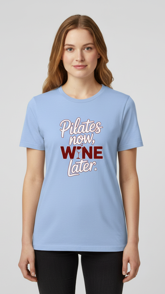 "Pilates Now, Wine Later." T-shirt