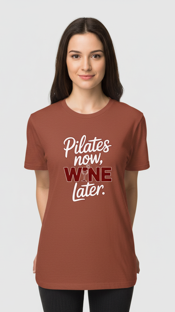 "Pilates Now, Wine Later." T-shirt