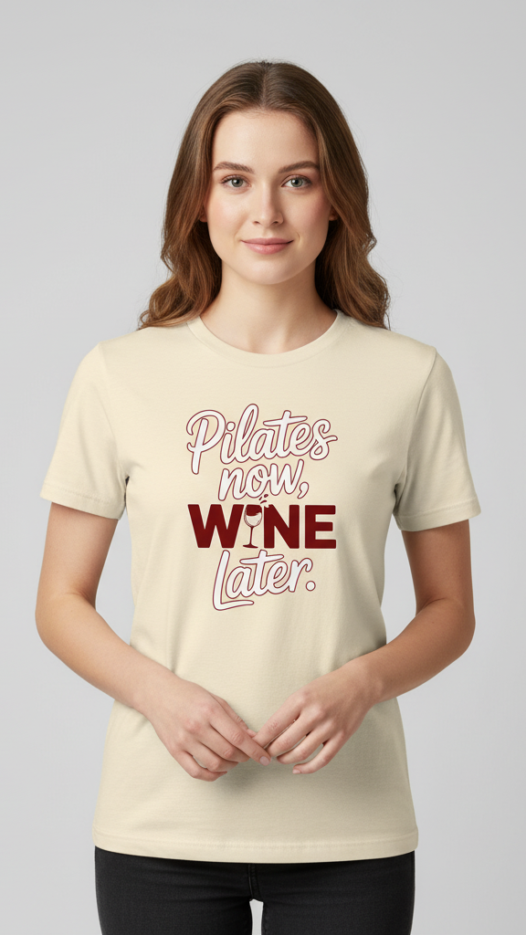 "Pilates Now, Wine Later." T-shirt