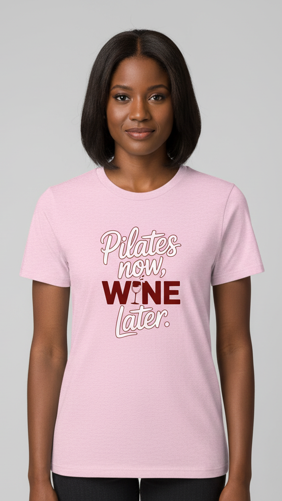 "Pilates Now, Wine Later." T-shirt