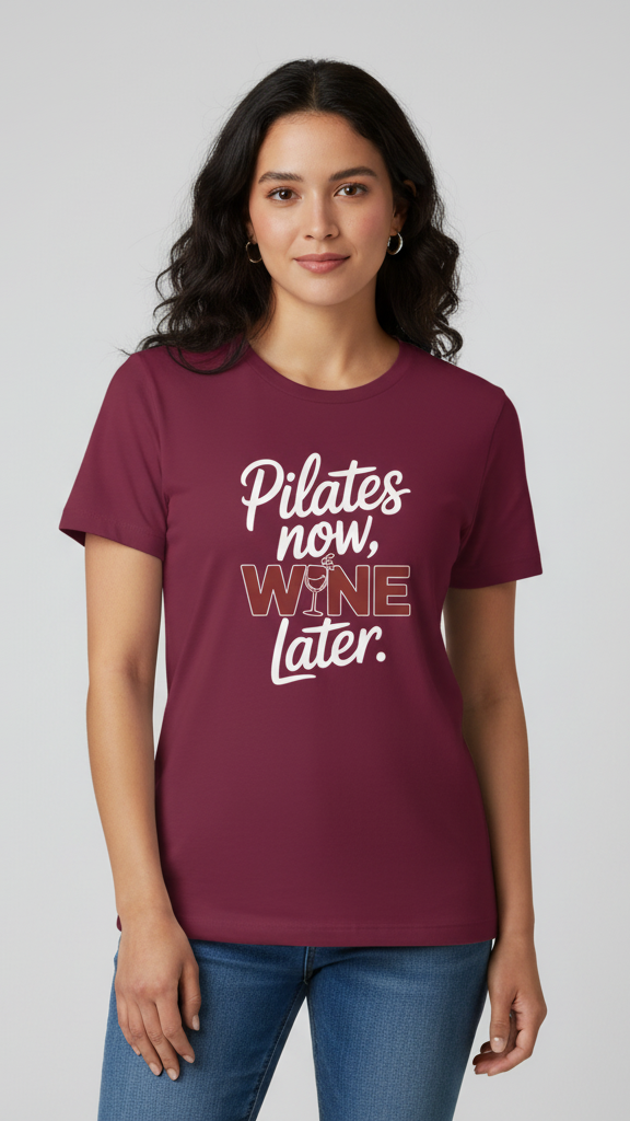 "Pilates Now, Wine Later." T-shirt