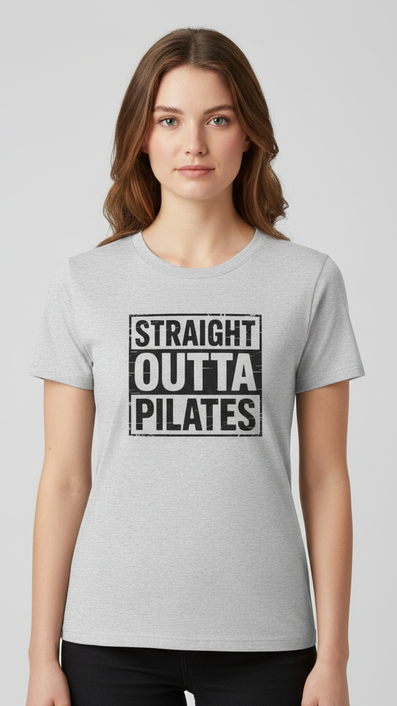 "Straight Outta Pilates" Distressed T-shirt