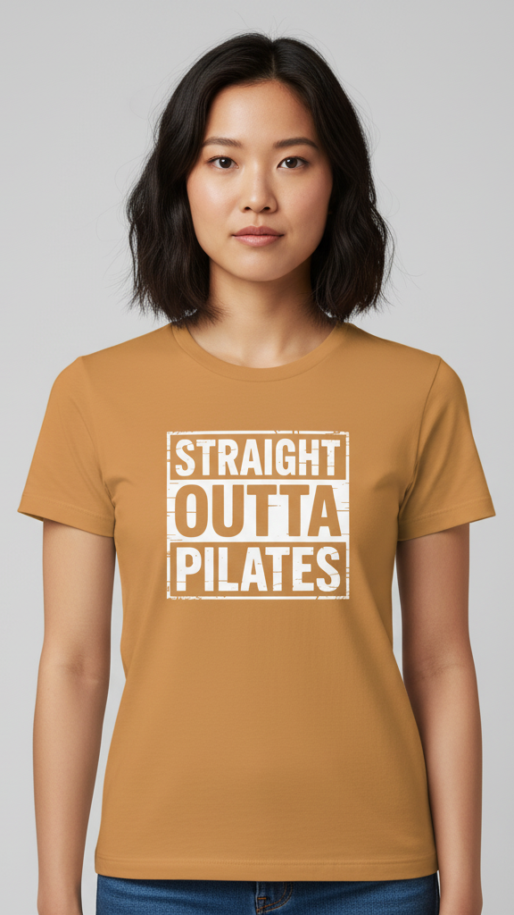 "Straight Outta Pilates" Distressed T-shirt