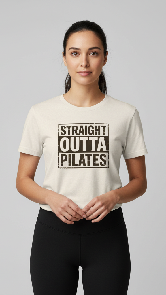 "Straight Outta Pilates" Distressed T-shirt