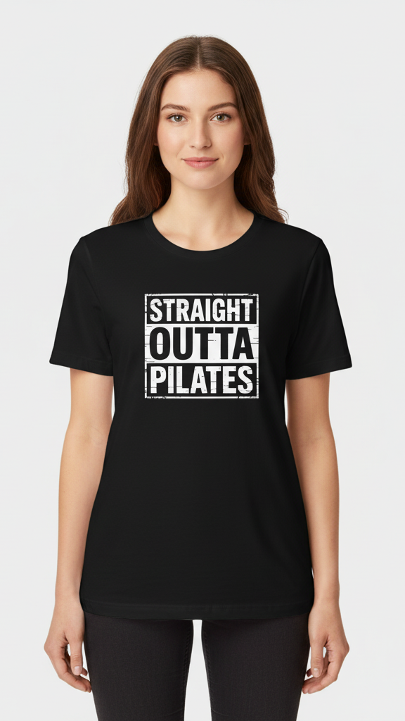 "Straight Outta Pilates" Distressed T-shirt