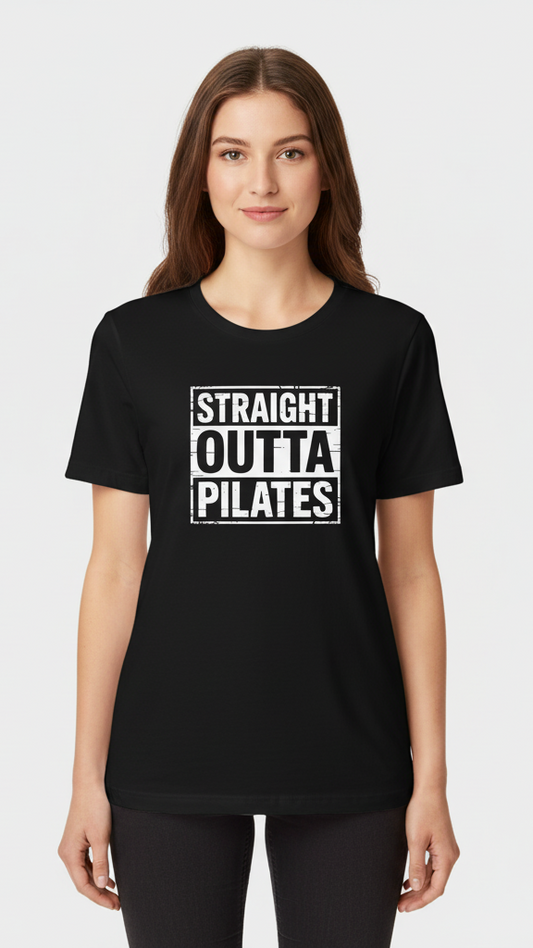 "Straight Outta Pilates" Distressed T-shirt