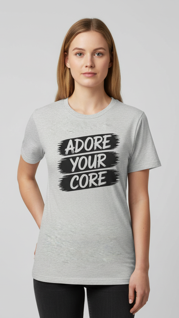 "Adore Your Core" Distressed Brushstroke T-shirt