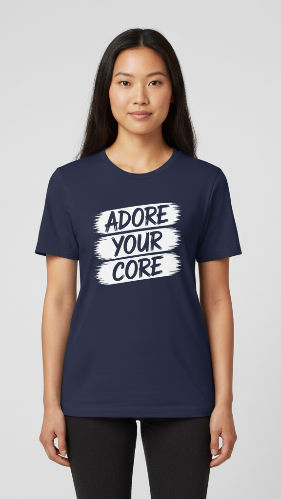 "Adore Your Core" Distressed Brushstroke T-shirt