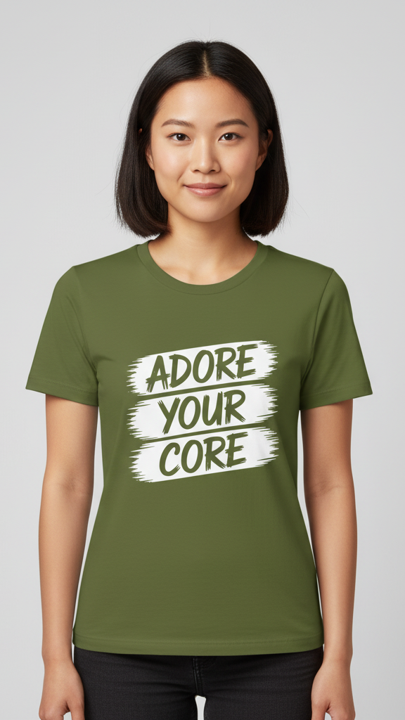 "Adore Your Core" Distressed Brushstroke T-shirt