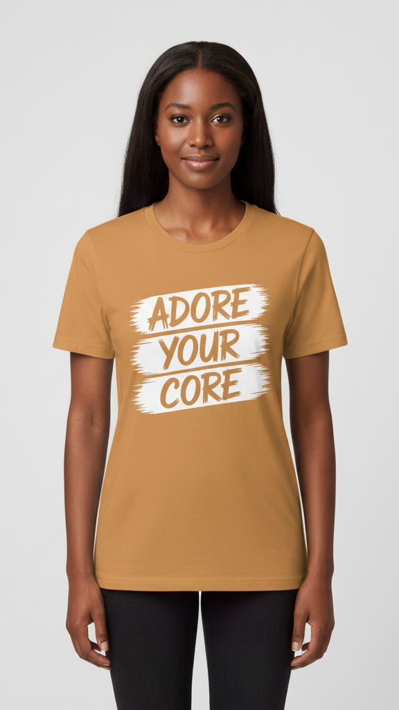 "Adore Your Core" Distressed Brushstroke T-shirt