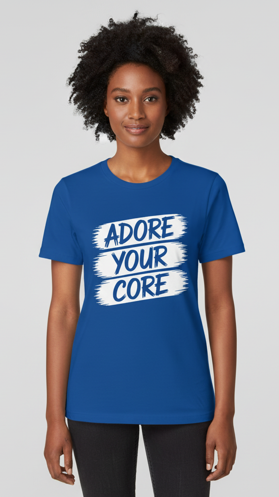 "Adore Your Core" Distressed Brushstroke T-shirt