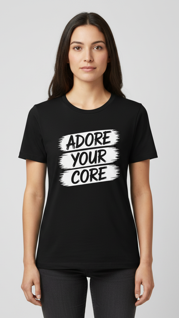 "Adore Your Core" Distressed Brushstroke T-shirt