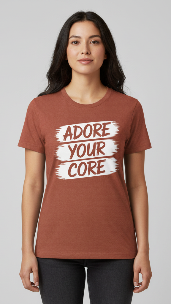 "Adore Your Core" Distressed Brushstroke T-shirt