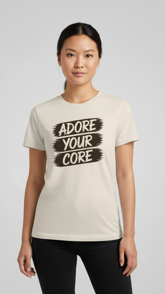 "Adore Your Core" Distressed Brushstroke T-shirt
