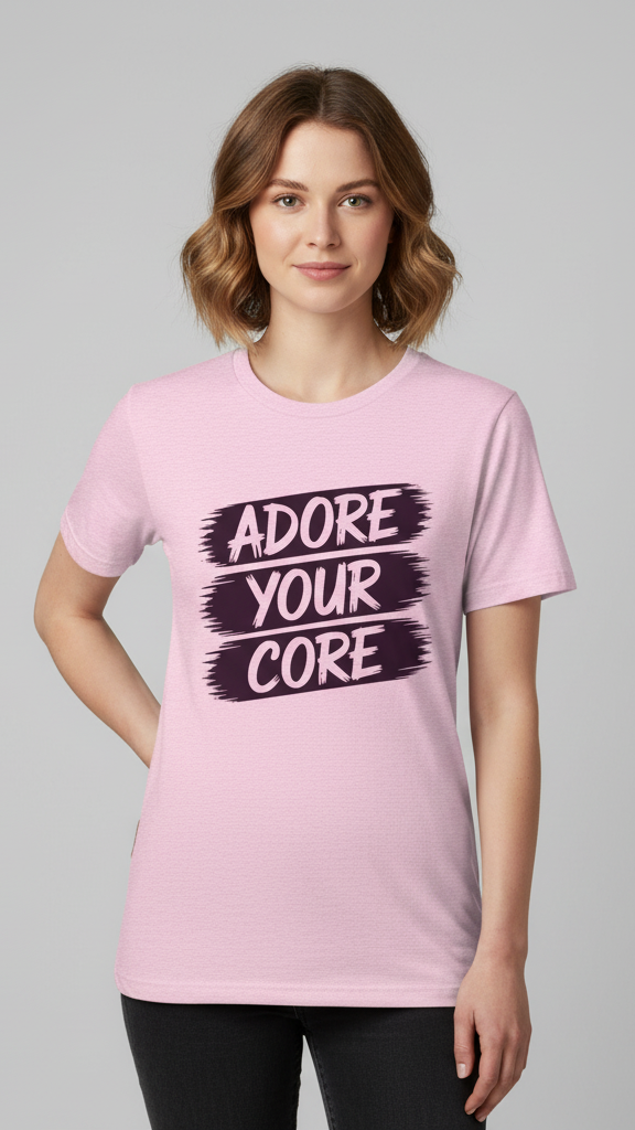 "Adore Your Core" Distressed Brushstroke T-shirt