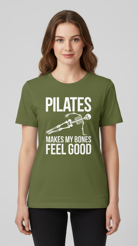 "Pilates Makes My Bones Feel Good" Skeleton T-shirt