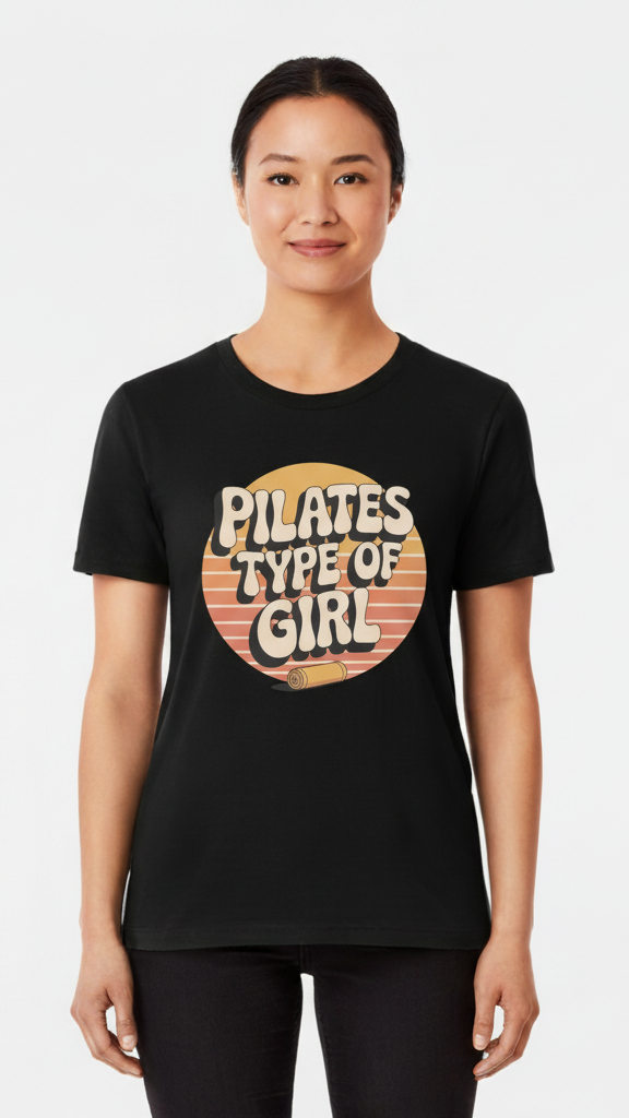 "Pilates Type Of Girl" Retro Sunset T-shirt