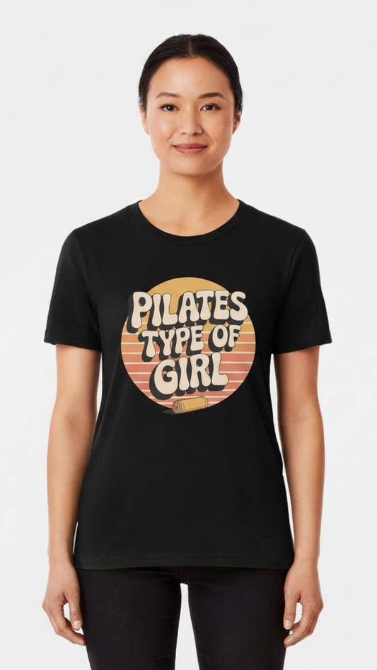 "Pilates Type Of Girl" Retro Sunset T-shirt